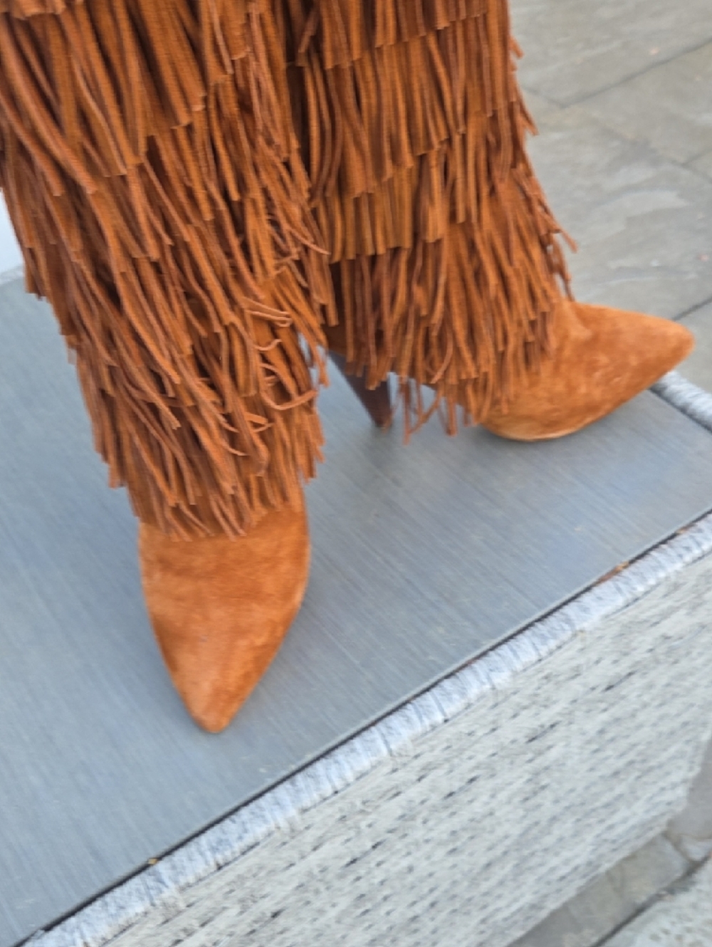 Steve Madden Chestnut Suede Fringe Over-the-Knee Boots - Picture 5 of 7